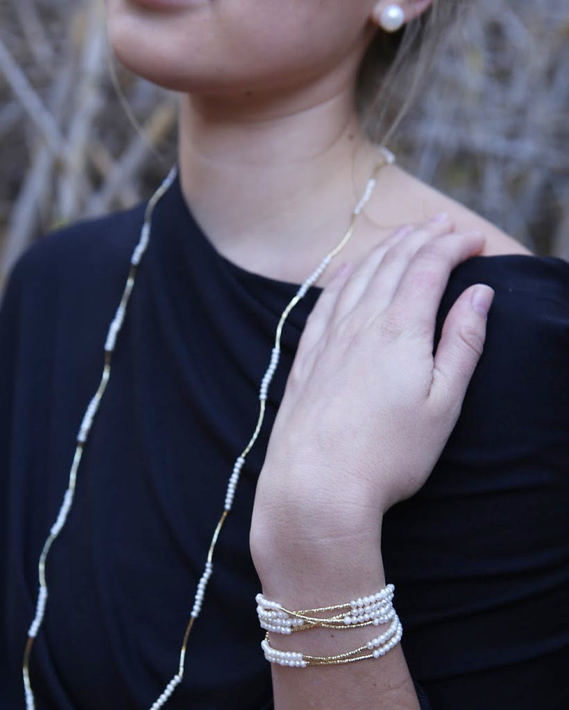 Stephanos “Leuce” Baby Pearl and Semi Precious Stone Necklace/Bracelet