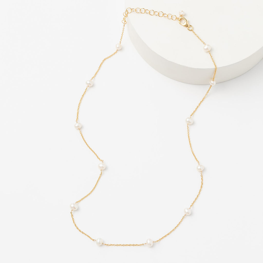 "Ariadne" Baby Pearl 14K GF Chain Necklace