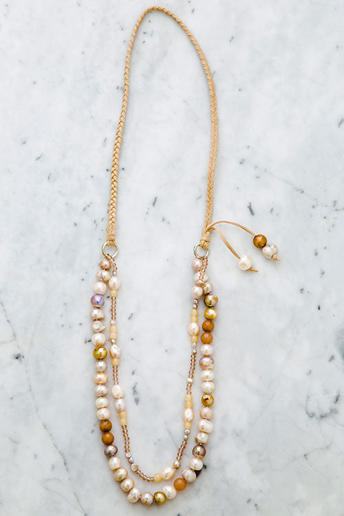 Freshwater Baroque Pearl Necklace | Double Strand Necklace | Stephanos